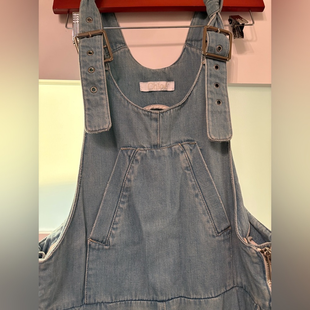 Chloé Washed Blue Denim Overalls Jumpsuit Size Fr 40 - Picture 4 of 16